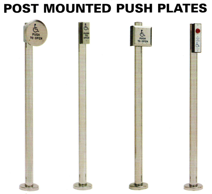 CE-916-D 6 Square Bollard Double Push Plates - Bollards & Post Systems
