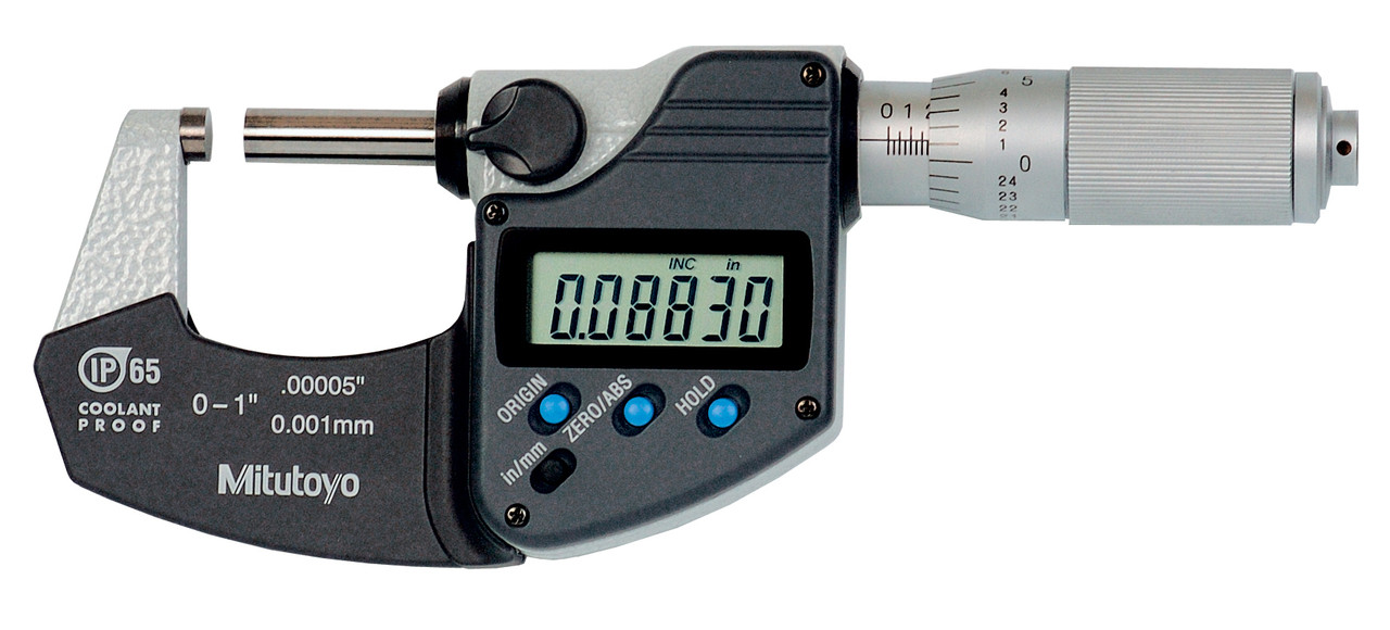 ASDQMS Mitutoyo 293-335-30 Coolant Proof IP65 Micrometer with Ratchet Friction Thimble