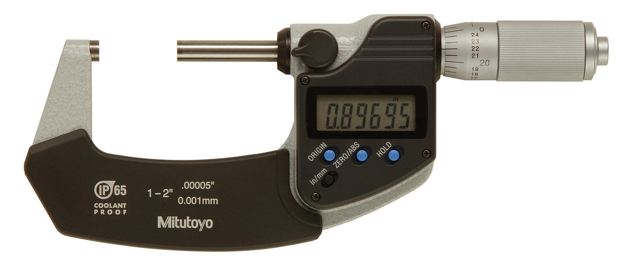 ASDQMS Mitutoyo 293-336 IP65 Coolant Proof Micrometer - 1-2" Range, Friction Thimble