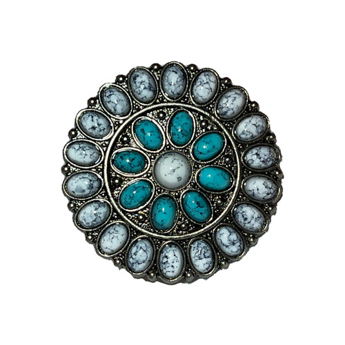 Blue & White Turquoise Scarf Slide 