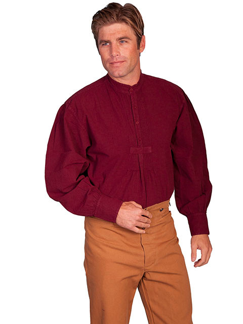 Scully Pleated Front Pullover Shirt Burgundy