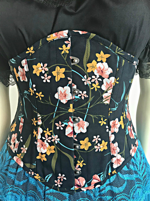 Steel Boned Floral Waspie Corset 