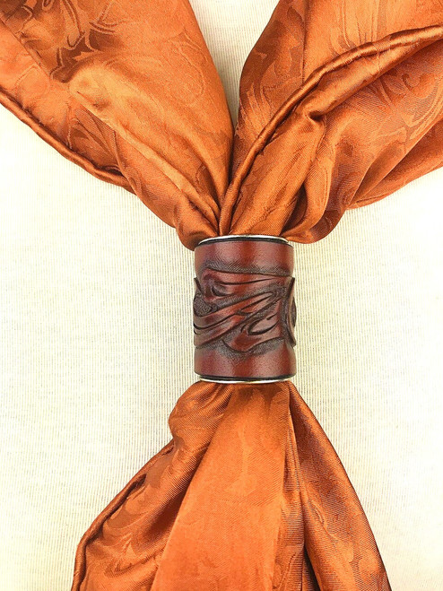Dark Leather Floral Scarf Slide