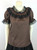 Lace Trim Ruffle Top - Brown/Black