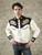 Men’s Natural & Black Vintage Shirt with Tan Floral Embroidery
