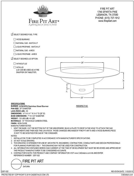 Fire Pit Art Saturn 40" Natural Gas or Propane Fire Pit - SATGAS Fire Pits The Fire Pit Store Fire Pit Art Saturn 40" Natural Gas or Propane Fire Pit - SATGAS Fire Pits The Fire Pit Store