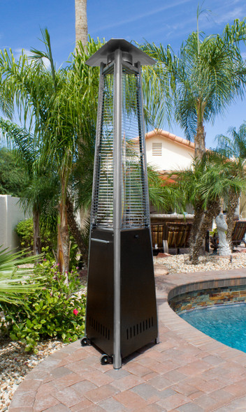 TFPS Patio Heaters 94" Tall Commercial Triangle Glass Tube Heater - Hammered Bronze Patio Heater - TFPS-HLDS01-CGTHG Patio Heater The Fire Pit Store TFPS Patio Heaters 94" Tall Commercial Triangle Glass Tube Heater - Hammered Bronze Patio Heater - TFPS-HLDS01-CGTHG Patio Heater The Fire Pit Store