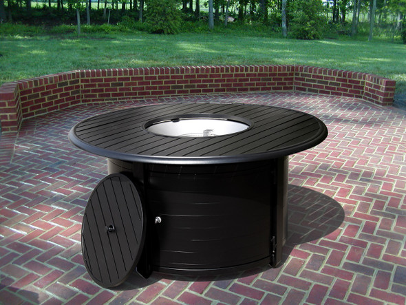 TFPS Round Slatted Aluminum Fire Pit Table - TFPS-F-1350-FPT Fire Pit Table The Fire Pit Store TFPS Round Slatted Aluminum Fire Pit Table - TFPS-F-1350-FPT Fire Pit Table The Fire Pit Store
