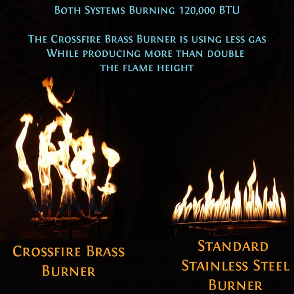 Warming Trends Crossfire 130K BTU Offset Linear Brass 26” Burner - ZZL26LPNG_OL Fire Pit Gas Burner The Fire Pit Store 1