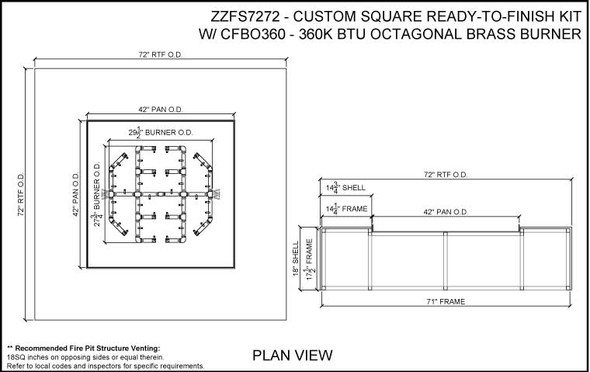 Ready to Finish Warming Trends DIY Fire Pit Kit 350K 72 inches x 72 inches Square - Natural Gas or LP - FS7272-OCT350 Fire Pits The Fire Pit Store Ready to Finish Warming Trends DIY Fire Pit Kit 350K 72 inches x 72 inches Square - Natural Gas or LP - FS7272-OCT350 Fire Pits The Fire Pit Store