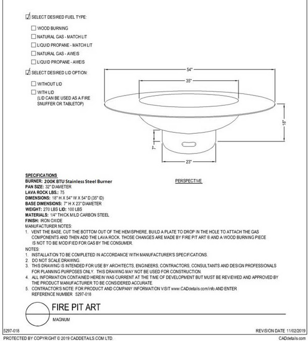 Fire Pit Art Magnum 54" Fire Pit With Cover - MAGLID Artistic Fire Pits The Fire Pit Store 4 Fire Pit Art Magnum 54" Fire Pit With Cover - MAGLID Artistic Fire Pits The Fire Pit Store 4