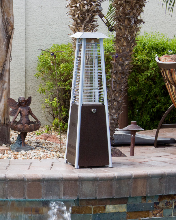 TFPS Patio Heaters 39" Tall Table Top Glass Tube Heater - Hammered Bronze Patio Heater - TFPS-HLDS032-GTTHG Patio Heater The Fire Pit Store