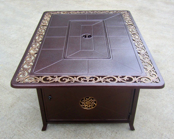 TFPS Rectangle Cast Aluminum Decorative Scroll Design Fire Pit Table - TFPS-FS-1212-T-10 Fire Pit Table The Fire Pit Store TFPS Rectangle Cast Aluminum Decorative Scroll Design Fire Pit Table - TFPS-FS-1212-T-10 Fire Pit Table The Fire Pit Store