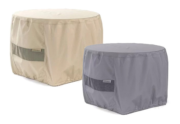 Round Fire Pit Cover - Durable Khaki or Charcoal - 42 inches x 25 inches - F19 Fire Pit Covers The Fire Pit Store