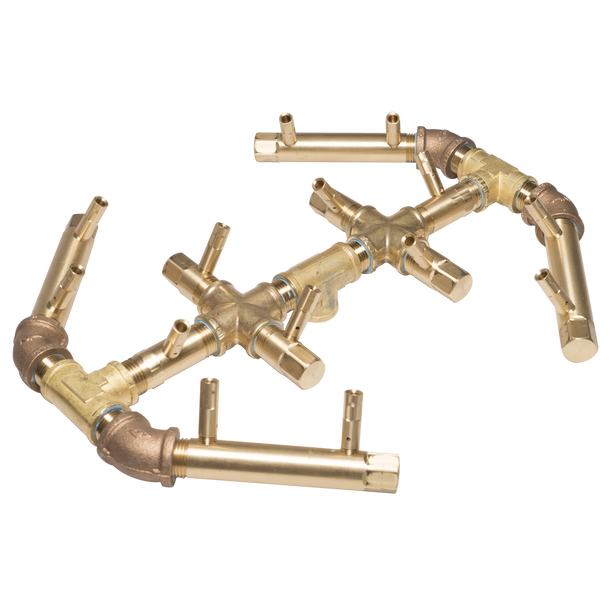 Warming Trends Crossfire 140K BTU Octagonal Natural Gas or LP Burner System 18" Plate with Hose and Key Valve - CFBO140ALPL18CFLKV34FIT180 Fire Pit Gas Burner Systems The Fire Pit Store