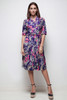 nylon shirtwaist dress purple psychedelic floral vintage 70s