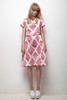 mod 60s Twiggy pink tulip dress short sleeves SMALL MEDIUM M L