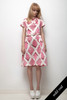 mod 60s Twiggy pink tulip dress short sleeves SMALL MEDIUM M L