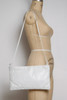 Vintage 80s Leather White Colorful Sling Bag Clutch Convertible Alligator Embossed