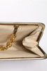 Vintage Long Convertible Purse Gold Chain Clutch Gold Hardware Brown Pebbled Faux Leather