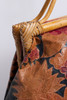 stamped leather purse 1980s Indonesian wooden handles