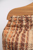 small brown handbag 70s woven lined clutch purse bag wooden handles