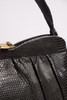vintage 60s black lizard skin bag handbag petal purse metal clasp