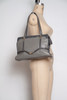gray faux ostrich skin vintage bag Birks classic handbag gold tone hardware