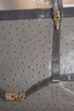 gray faux ostrich skin vintage bag Birks classic handbag gold tone hardware