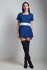micro mini dress mod Twiggy vintage 60s color block blue white MEDIUM M