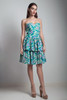 vintage 80s Laura Ashley sweet heart strapless tier layer party dress teal green floral MEDIUM M