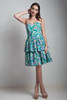 vintage 80s Laura Ashley sweet heart strapless tier layer party dress teal green floral MEDIUM M