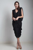 20s flapper style vintage 80s ruched draped dress drop waist black metallic MEDIUM LARGE M L