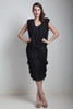 20s flapper style vintage 80s ruched draped dress drop waist black metallic MEDIUM LARGE M L