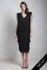 20s flapper style vintage 80s ruched draped dress drop waist black metallic MEDIUM LARGE M L
