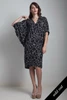 batwing sleeve silk dress vintage 80s black abstract animal print S M small medium