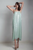 glam 70s vintage slinky dress silk sequin mint green sparkly evening prom formal shoulder straps LARGE L