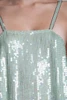 glam 70s vintage slinky dress silk sequin mint green sparkly evening prom formal shoulder straps LARGE L