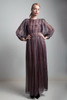 vintage 70s panel striped maxi dress plum purple silk sheer flowy peasant SMALL MEDIUM S M