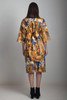 plus size vintage 70s photo print kimono pocket dress sash obi belt abstract smock XL 1X 2X