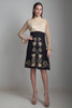 vintage 60s soutache dress cream black cummerbund long sheer frilled scallop sleeves MEDIUM M
