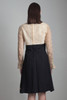 vintage 60s soutache dress cream black cummerbund long sheer frilled scallop sleeves MEDIUM M