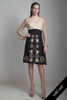 vintage 60s soutache dress cream black cummerbund long sheer frilled scallop sleeves MEDIUM M