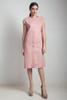 vintage 80s minimalist linen dress vest pink sleeveless front buttoned LARGE L