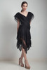 vintage 80s handkerchief hem dress criss cross sheer black stretchy lace sleeveless ONE SIZE S M L small medium large