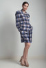 culotte shorts set preppy high waisted 80s vintage 2 piece silk jacket blue plaid MEDIUM M
