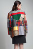 vintage 70s patchwork jacket red embroidery wool plaid coat colorful stitching L XL large - extra large