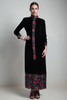 VICTOR COSTA black velvet maxi dress vintage 70s sequinned embroidered long sleeves ankle length MEDIUM M