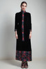 VICTOR COSTA black velvet maxi dress vintage 70s sequinned embroidered long sleeves ankle length MEDIUM M