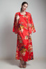 Hawaiian maxi dress sleeveless jacket set vintage 70s red floral print 2-piece matching MEDIUM M